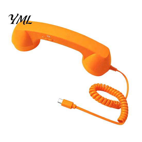Nostalgic Desktop Decoration Prop Retro Phone Handset for Mobile Phones, Type-C Vintage Wired Handheld Comfortable Grip Telephone Handle Cell Receiver