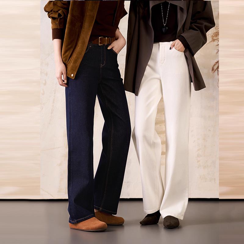 Women's Northern Deer Slimming Denim-Style Straight Leg Pants - Autumn/Winter