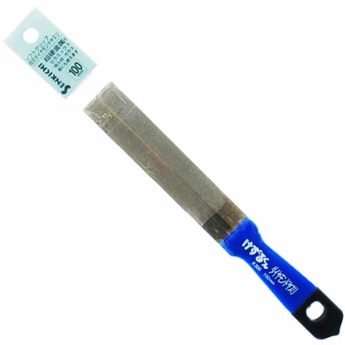 Senkichi Diamond Double-Edged File, Soft Grip, 100mm, for Sharpening Tip Saw Blades