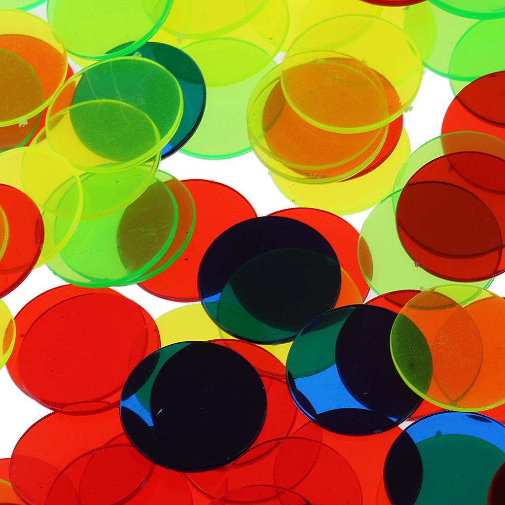 Pack of 100 Bingo Chips (Multi-Colour) – 1.5 cm Translucent Markers for Bingo,