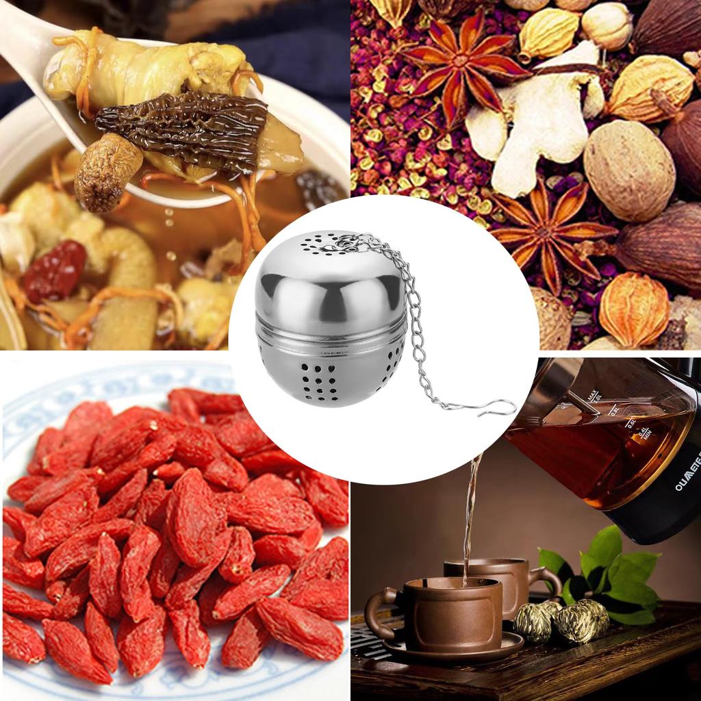 SHULLIN 4-Piece Ball-Shaped Tea Strainer, Stainless Steel Tea Strainer for Barley Tea, Brewing, Tea Leaf Filtering, Tea Infuser, Tea Filter, Tea