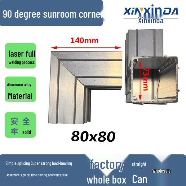Sunroom Quick-Install Aluminum Alloy Square Tube Connector for Awnings