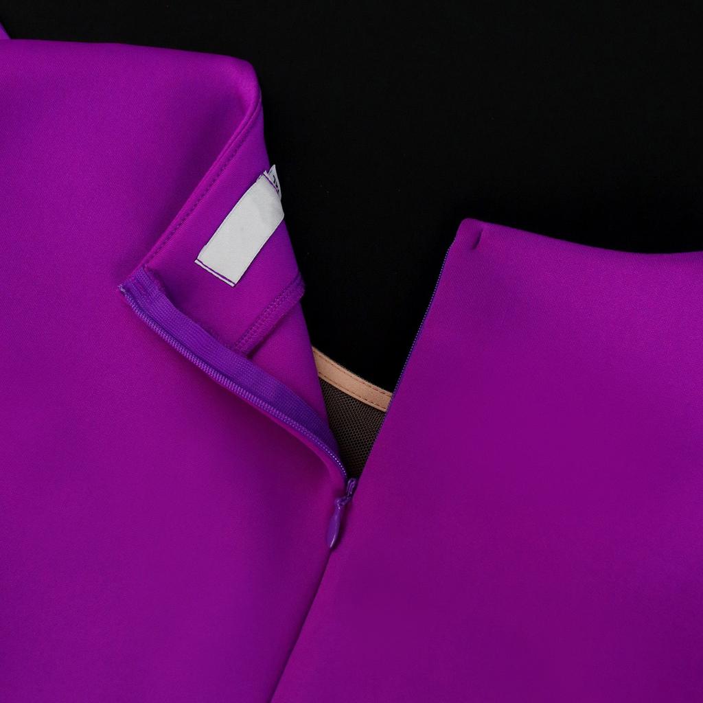 Luxury Purple Dresses Woman O Neck Long Sleeve Package Hips Plus Size Xxxl Mid Calf High Quality Vestidos Mujer Dress