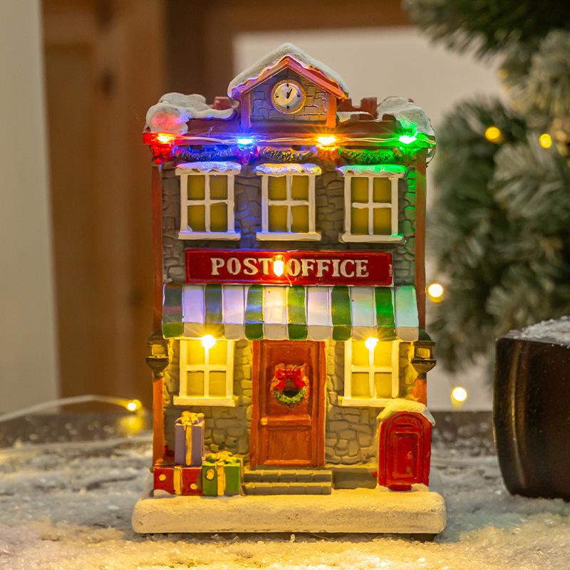 Christmas Resin House Decoration Ornaments Music Glowing House Christmas Gift Resin Craft