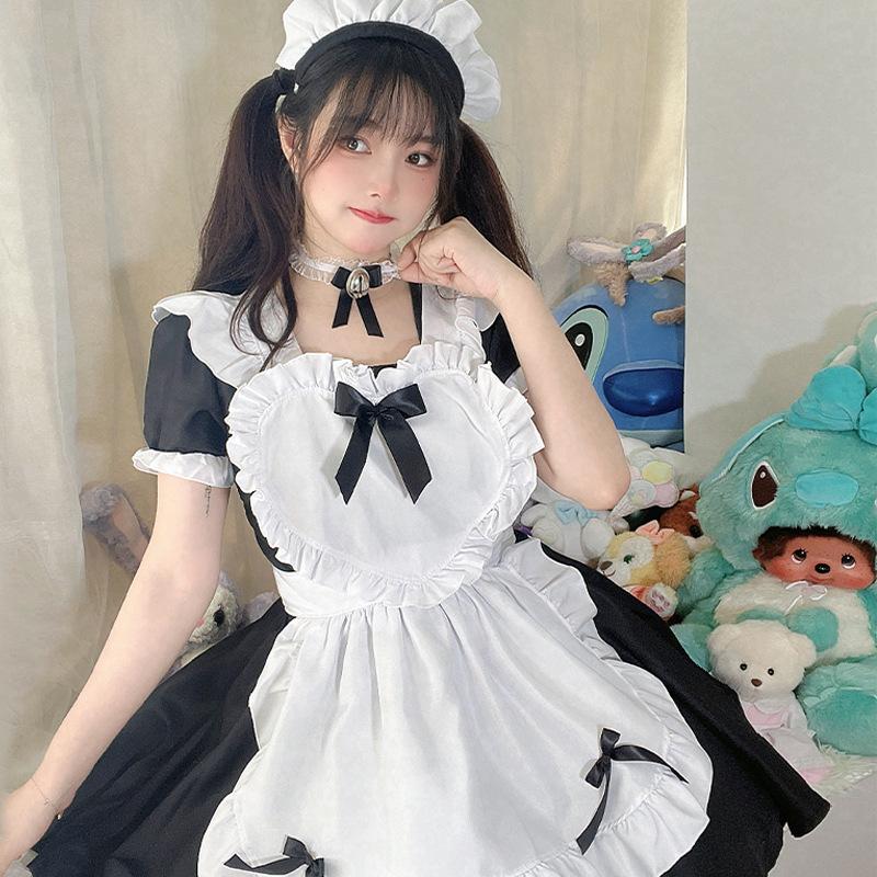 Japanese Classic Black and White Maid Cos Alice Soft Girl Dress