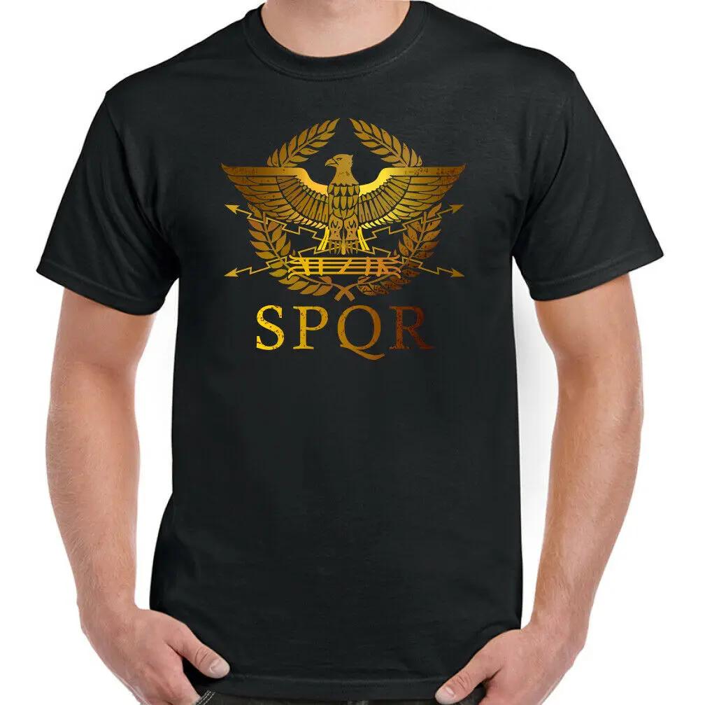 Римская Империя Стандарт SPQR Орел Тренировочная Футболка для Зала 100% Хлопок Круглый Вырез Летняя С Коротким Рукавом Повседневная Мужская Футболка Размер S3XL S