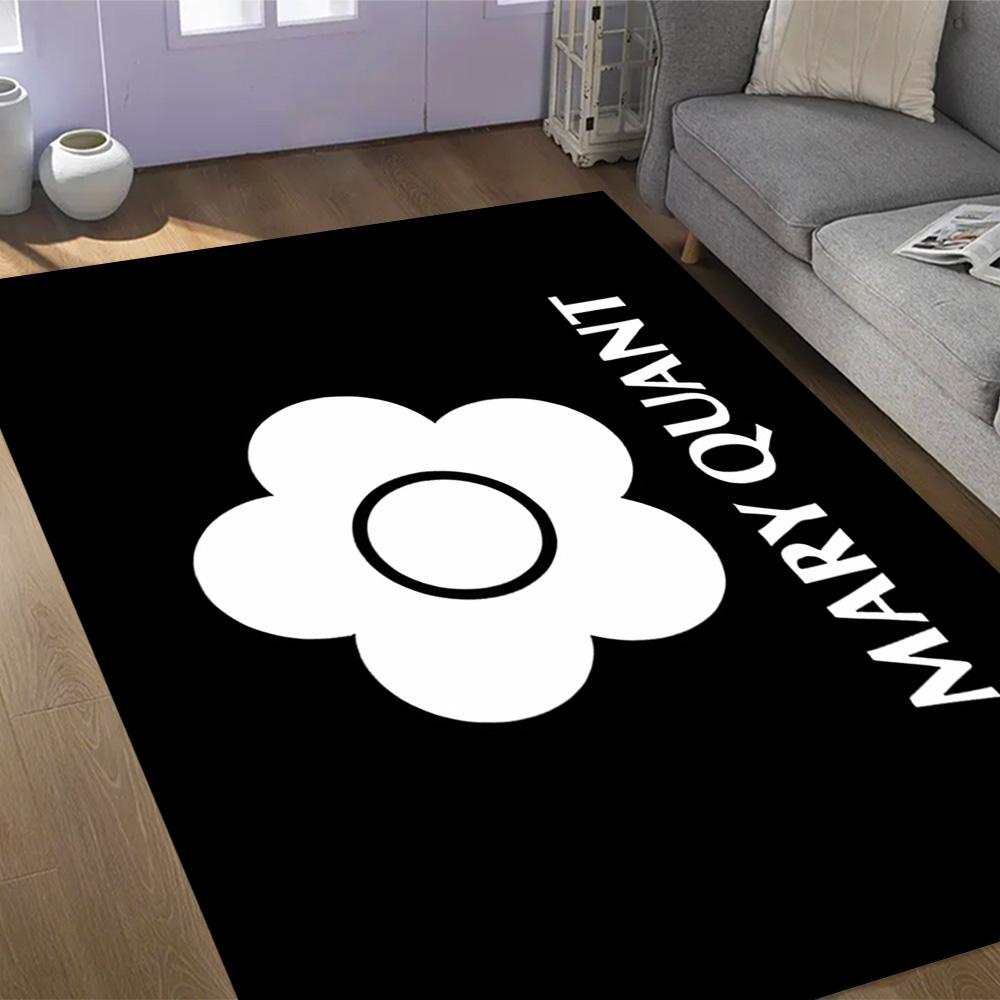 Mary Quant logo Themed Anti-Slip Rugs - Polyester Home Decor, Suitable for Bedrooms, Living Rooms, Doorways, Studios, and Decorations
