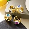 Vintage Lucky Turkish Evil Eye Rings for Men Women Gold Color Bohemian Colorful Evil Eye Opening Finger Ring Gothic Punk Jewelry