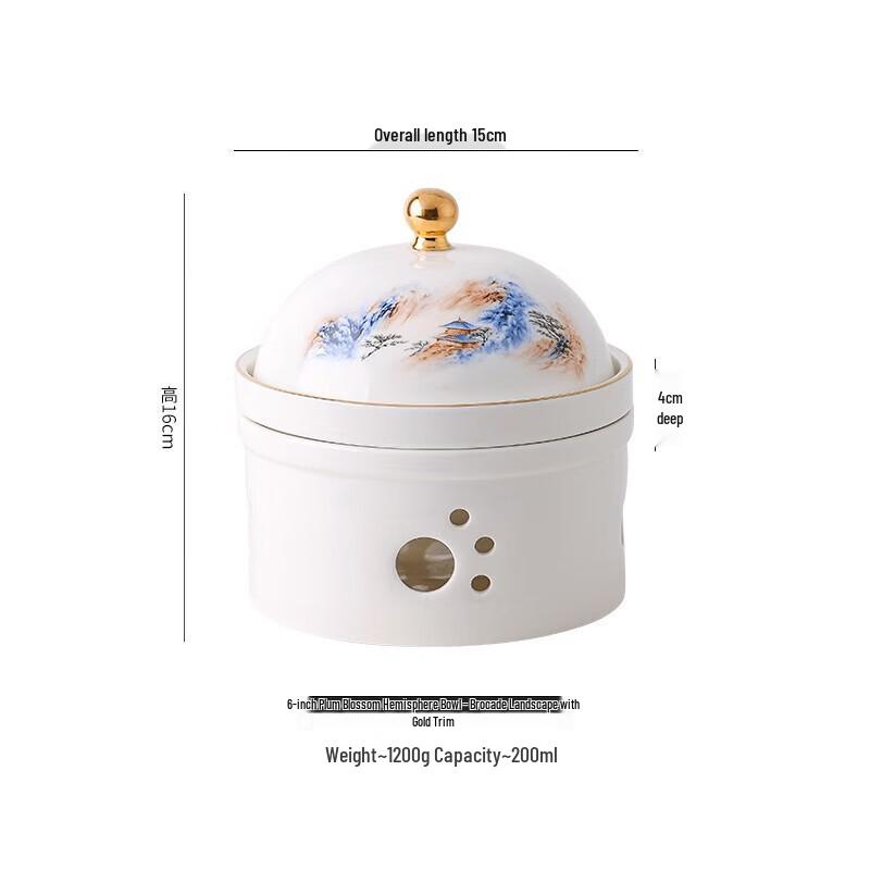 Керамическая insulated миска для тушения и супа с подогревом от свечи