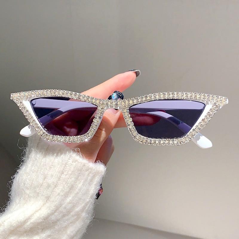 Luxury Cat Eye Sunglasses Women Men Fashion Diamond Triangle Brand Designer Glitter Sun Glasses UV400 Shades Eyeglasses