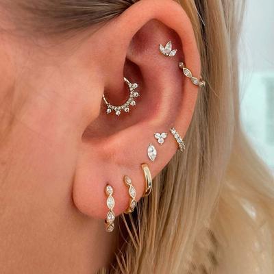 2pc Edelstahl Zirkon Minimal Creolen Frauen Helix Tragus Knorpel Conch Daith Ohr Bolzen Ohrring Piercing Schmuck