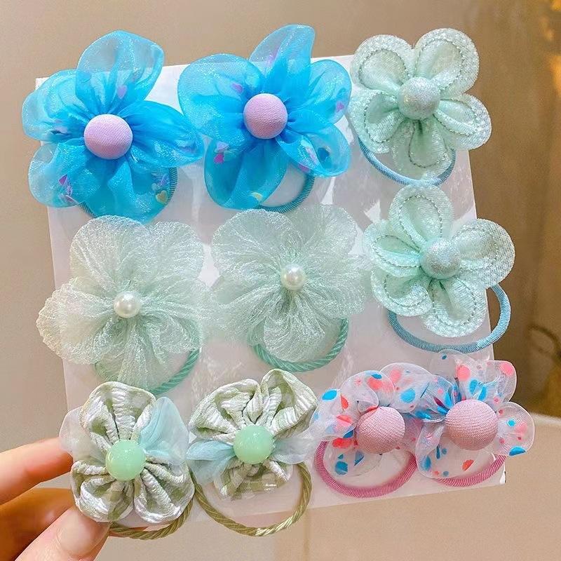 

10 шт. Детские сетчатые цветочные повязки для волос с эластичностью, детская повязка на голову, головной убор принцессы, милые резинки для волос для девочки, аксессуары One Size