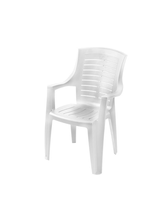Armchair - PROGARDEN - Talia - White - Stackable - High Back - 1 Seater