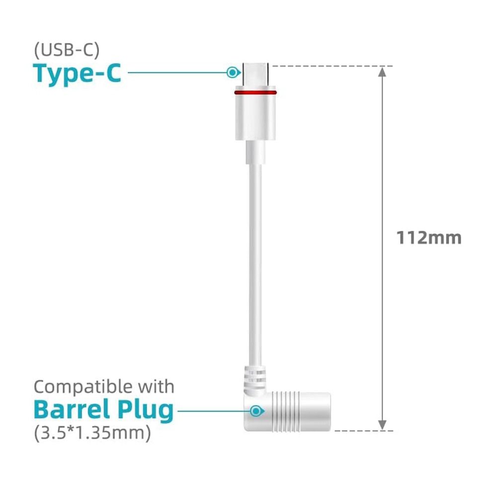 DC to Type-C Cameras Adapter USB-C Adapter for Ring Solar Panel Outdoor Cameras