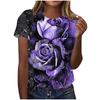 Summer Round Neck Women's T-shirt Fashion 3D Printing Colorful Floral Print Short Sleeve T-shirt Casual Sports Top