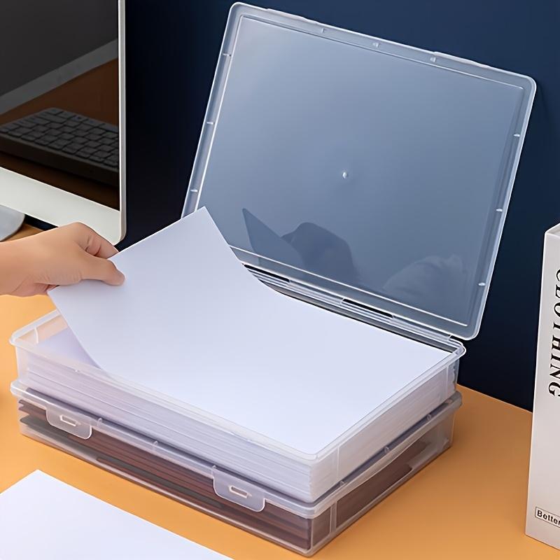 1pc A4 Size Transparent Plastic Storage Box with Hinged Lid, Space Saving Desktop Storage Box for Office and School Supplies, Desktop Storage Box