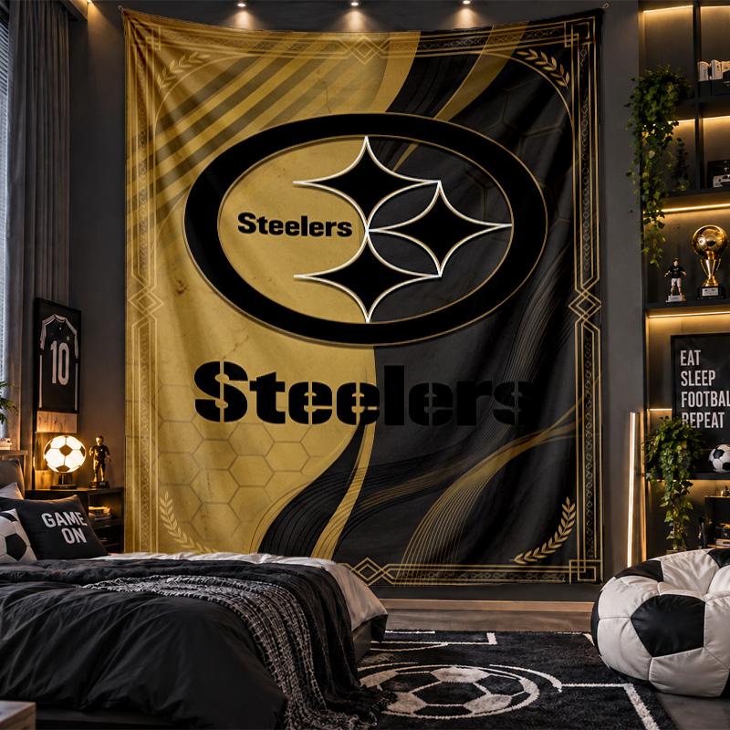 Wall Hanging Tapestry Pittsburgh Steelers Print Cloth for Living Room Bedroom Home Decor