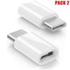 Set of 2 USB Type-A Female To Type-C Male Connector Adapters White