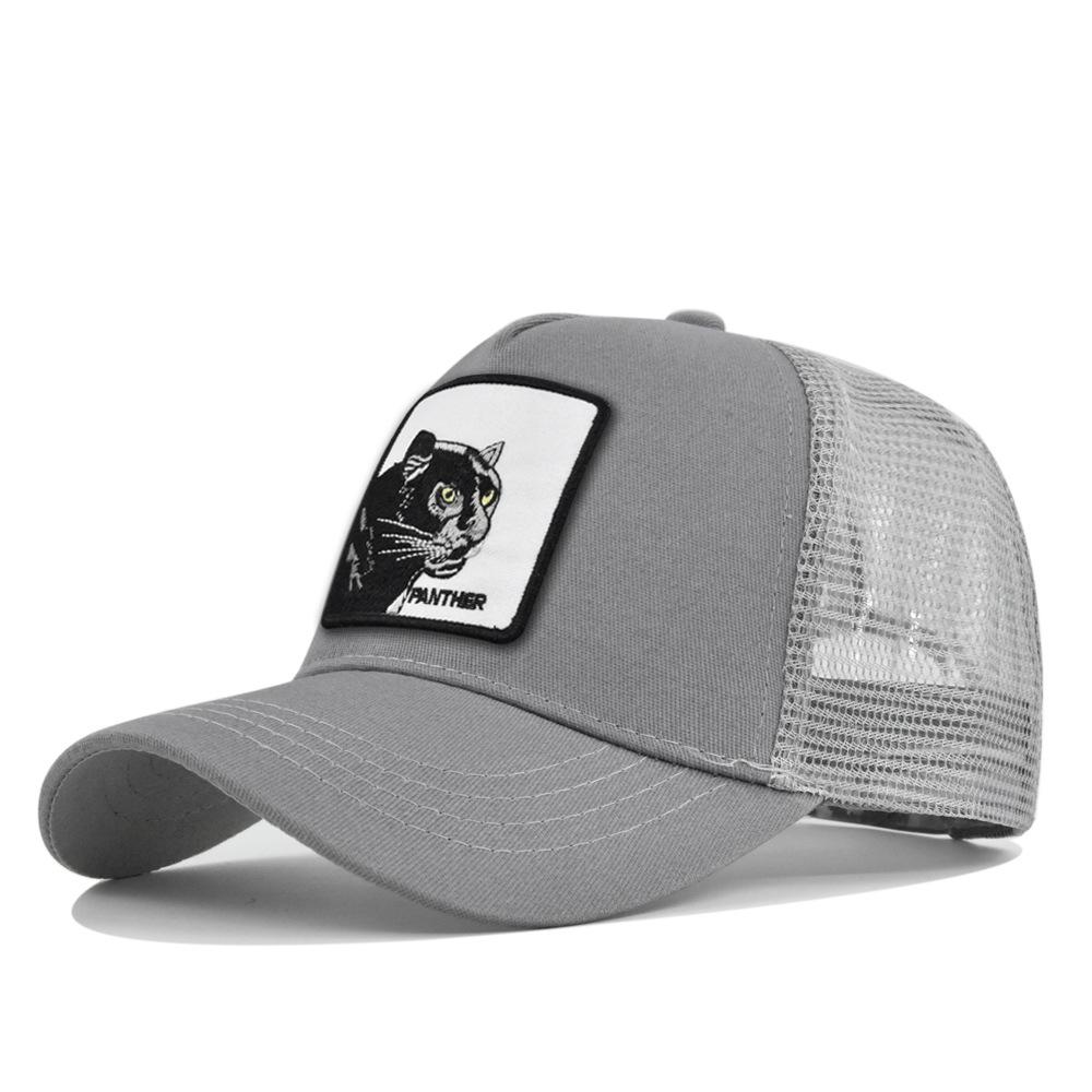 

Baseball Animal Cap Leopard Embroidered Duck Tongue Cap Curved Brim Hat Net світло-сірий колір