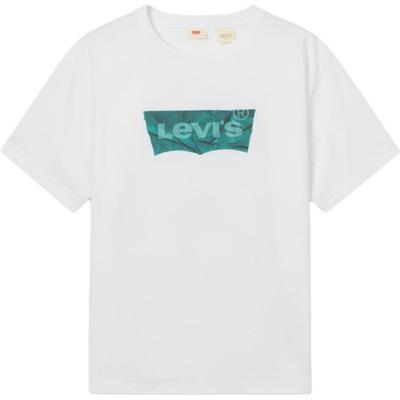 Levis Patogūs Laisvalaikio Marškinėliai Su Logotipo Spauda Apvalia Kaklo Iškirpte Trumpomis Rankovėmis Vyriški Marškinėliai Balti 001AM-0004