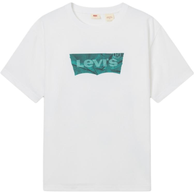 Levis Comfortable Casual Logo Print Round Neck Short Sleeve T-Shirt Men T-Shirts White 001AM-0004