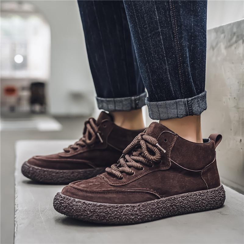 Brand Vintage Men's Flats Suede Leather Casual Shoes Lace-up Comfortable Driving Mocassin Men Oxfords Shoes zapatos para hombres