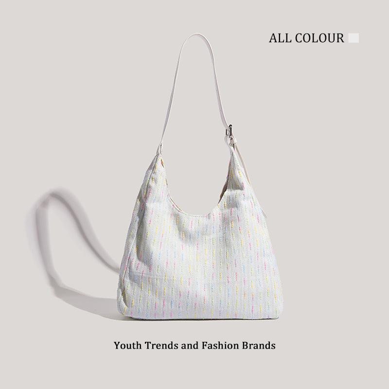 Neon Color Knitted Bag New Large Capacity Shoulder Tote Messenger Bag