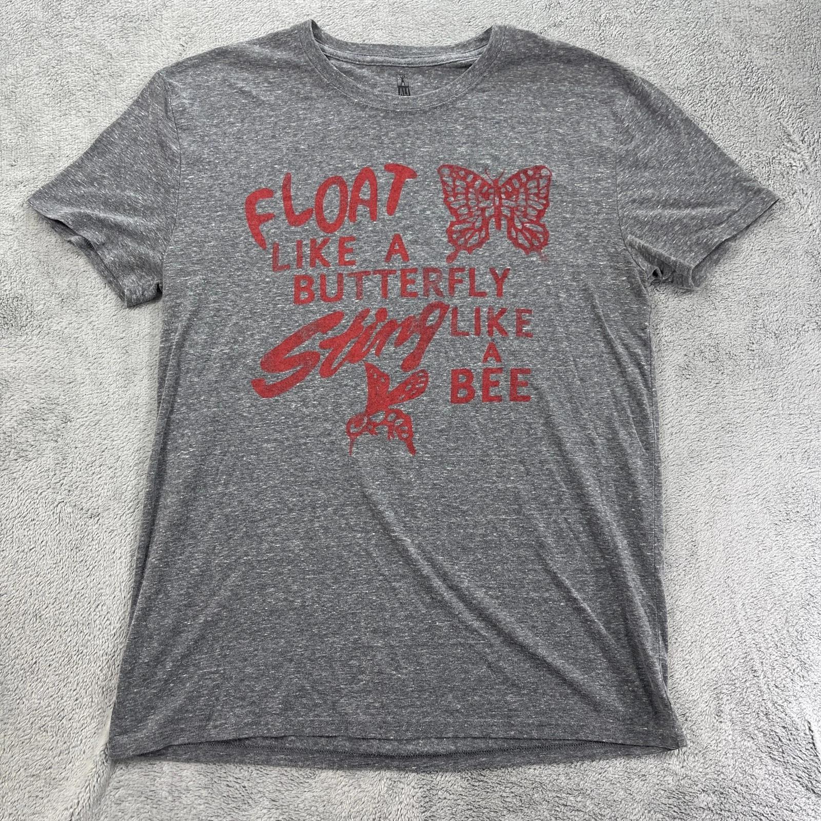 

Muhammad Ali T Shirt Mens Medium Gray Float Like A Butterfly Sting Like A Bee S