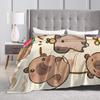 Warm Blanket Kids Adult Picnic Capybara Throw Blanket Flannel Bedspread For Living Room Pattern Sofa Bed Cover