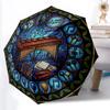 Musical Harmony Glass Pattern Umbrella, Portable and Foldable Design, 8 Ribs, a Casual Accessory for Halloween, Christmas, and Birthday Gifts.