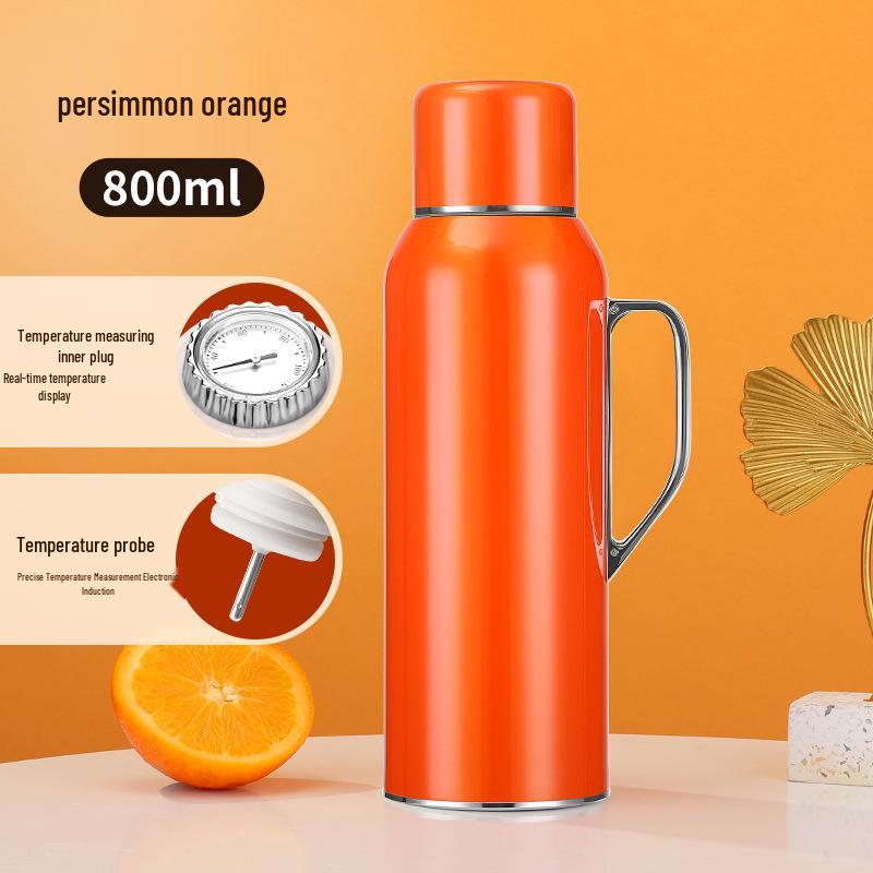 Smart Temperature Display Stainless Steel Insulated Tea Pot with Handle 800mL оранжевый