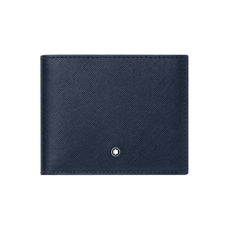 Montblanc 6 Card Slot Leather Wallet Men Wallet Blue 128585