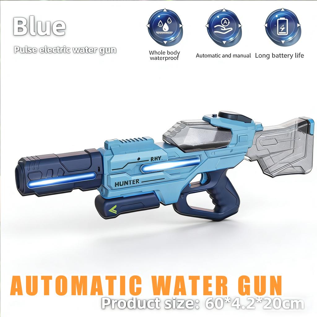 Electric Water Gun Pulse Continuous Firing Watergun Large Capacity Squirt Gun Integrated Manual And Automatic Water Gun Pool Toy