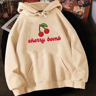 Y2K Kirsche Print Baby Tee Hoodies Damen Kawaii Harajuku Anime Kapuzenshirt Damen 90er Jahre Pulls Unisex