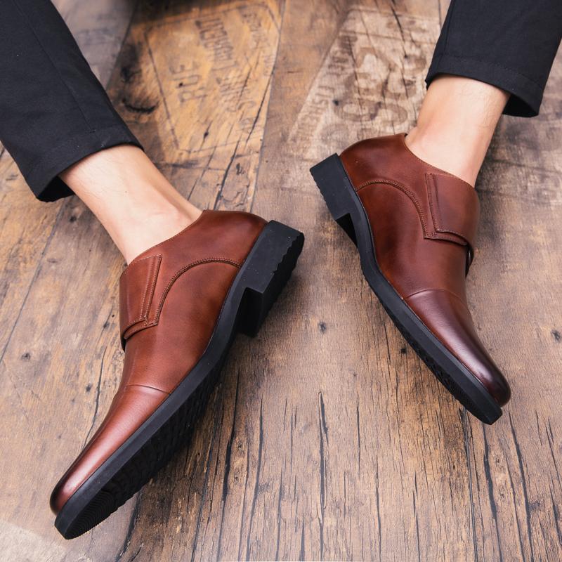 Men Monks Dress Loafers Shoes Wedding Driving Casual Brown Formal Business Leather Shoes Plus Size