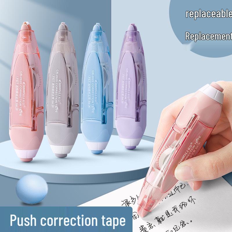 Push-Type Correction Tape for Students with Replaceable Core
