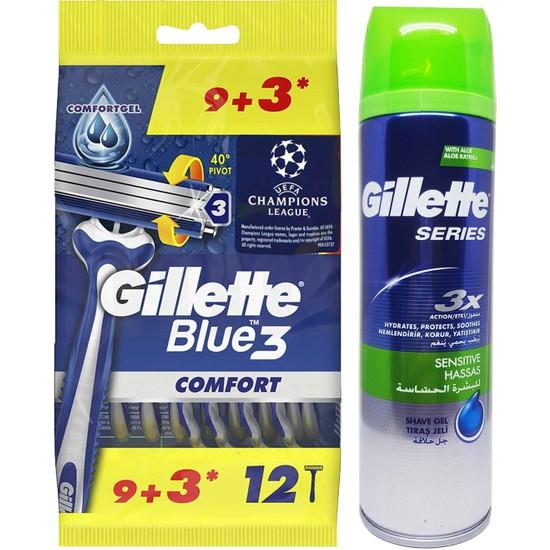 

Gillette Blue 3 Razor 9+3 + Gillette Series 200 мл Гель для бритья для чувствительной кожи