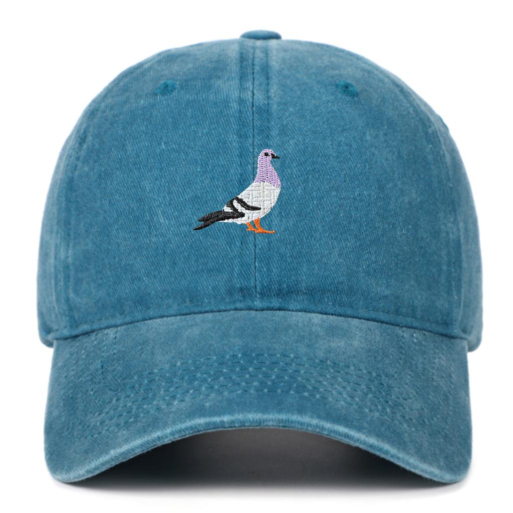 2024 Spring New Pigeon Embroidery Washed Sunscreen Sun Cap Men's and Women's Outdoor Sports Fishing Shade Baseball Cap