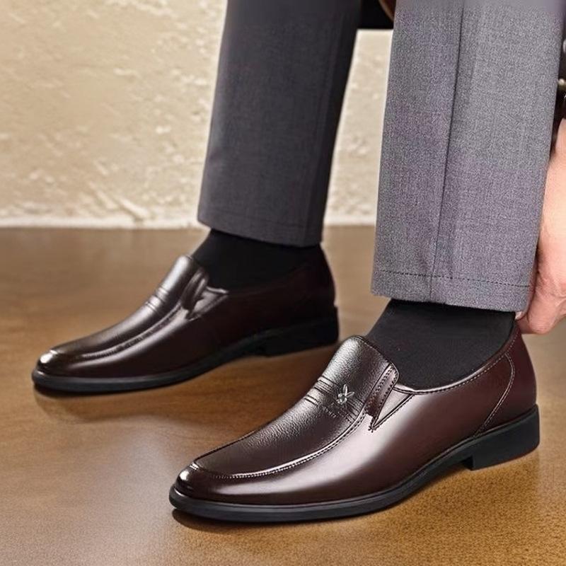 Real soft leather men's casual leather shoes business dress medium security shoes