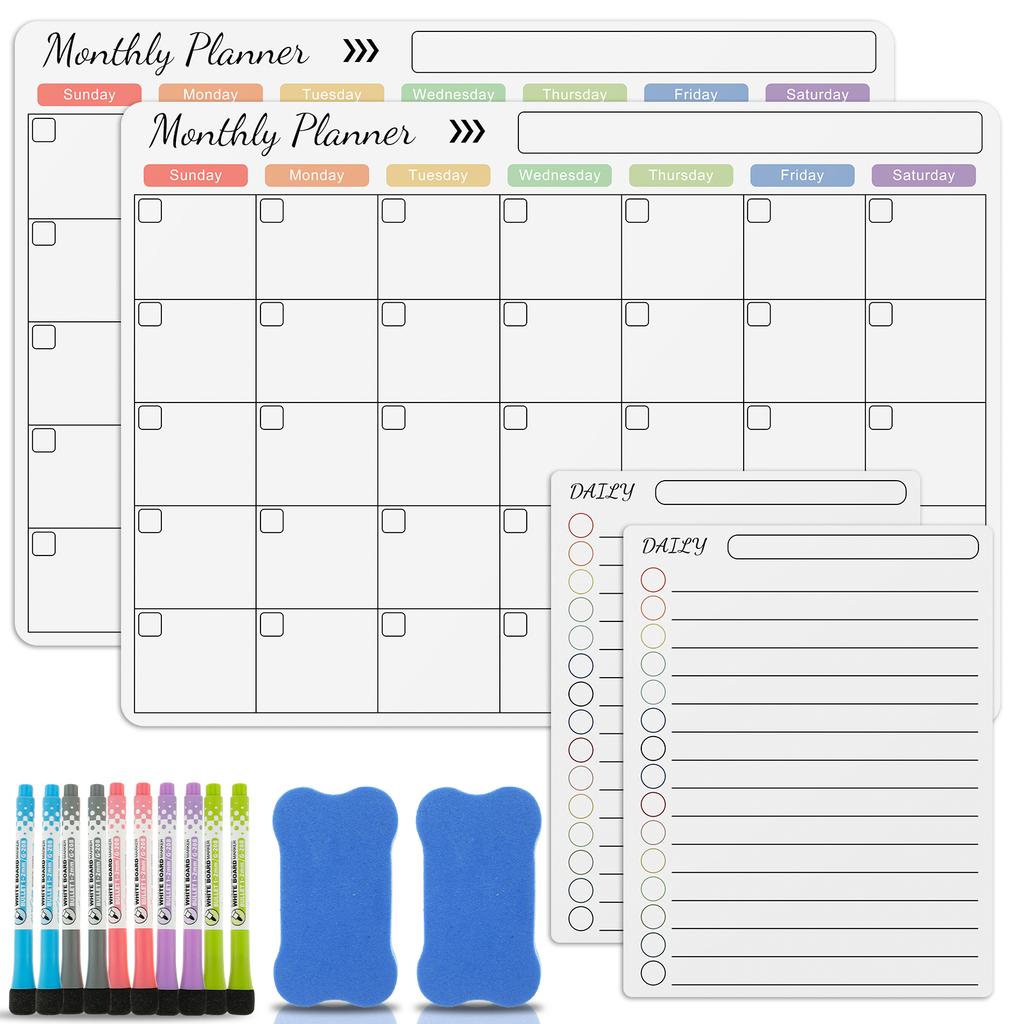 Magnetic Dry-Erase Calendar Clear Planner for Fridge Reusable Monthly Planner Board White Board Ideal Kitchen Organizer for Home