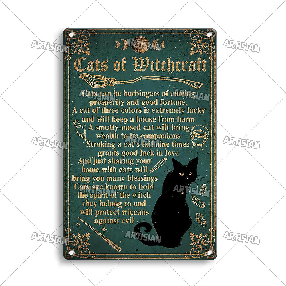 Mfoever  Artisian Funny Pet Retro Metal Sign Salem Sanctuary Cat Vintage Decorative Tin Plate Bar Pub Club Home Man Cave Wall Decor