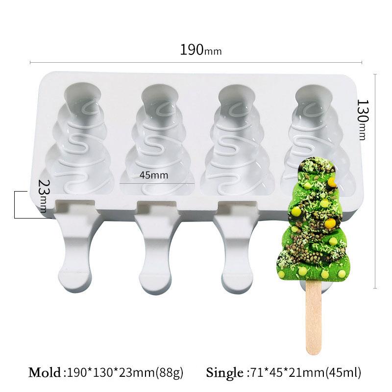 4 Cavities Christmas tree ice cream silicone mold stripes diamond love shaped mould Chocolate Cake fondant Making Set party gift