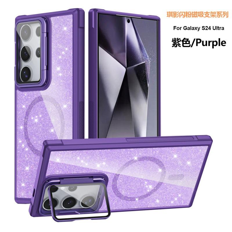 

Подходит для Samsung S25 Ультраматовый чехол для мобильного телефона S24 блестящий магнитный держатель линз S23 прозрачный чехол с защитой от падения S25 фиолетовый