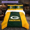 Green Bay Packers Pattern Microfiber 3Pcs Bedding Set Decor Duvet Cover Set For Bedroom Home Use
