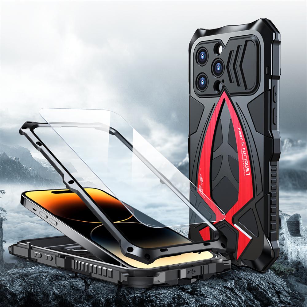 Metall-Panzerhülle für IPhone 17 Pro Max IPhone 16 Pro Max 13 14 15 Pro Stoßfeste Heavy Duty Defender Hülle