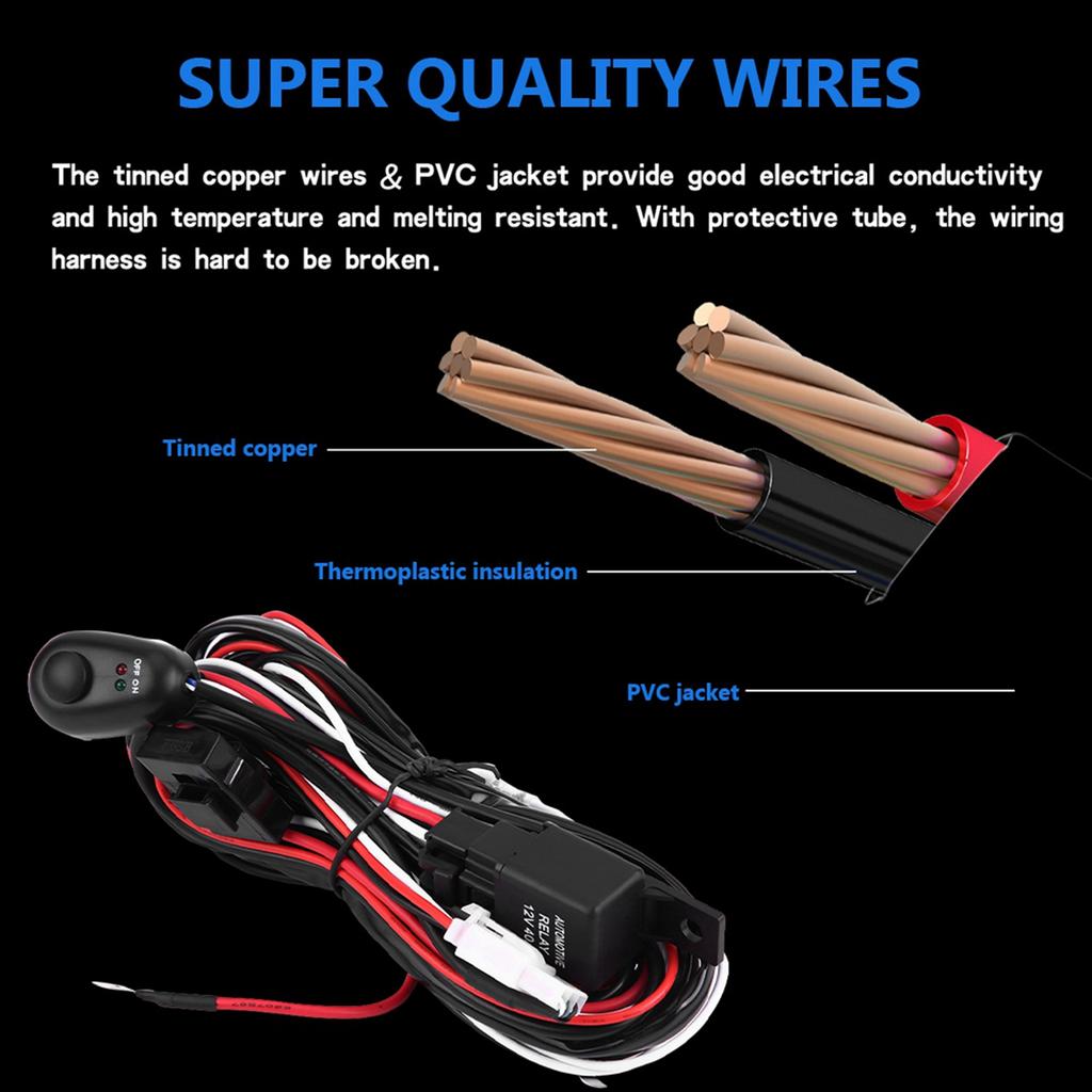 Car 180W Power Switch and Wiring Harness Kit for LED Light Bar(#1)