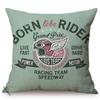 1986S Vintage Motorcycle Style Cushion Cover Letter Poster Cool Punk Cartoon Decorative Linen Car Sofa Throw Pillow Case Cojines