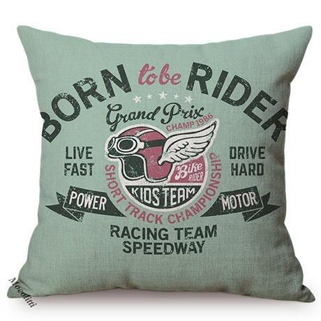 1986S Vintage Motorcycle Style Cushion Cover Letter Poster Cool Punk Cartoon Decorative Linen Car Sofa Throw Pillow Case Cojines