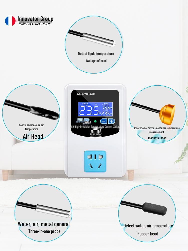 Waterproof High-Precision Thermostat Probe with Plug and Magnetic Air Head