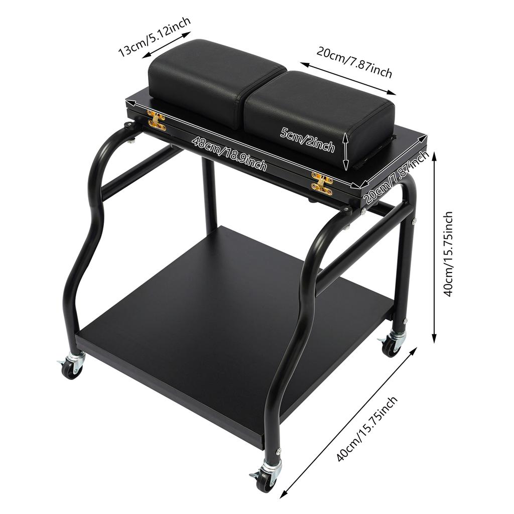 Foldable Foot Spa Trolley Cart with Wheels, 2-Tier Manicure Pedicure Station for Home Salon, Mobile Foot Bath Table with Brakes